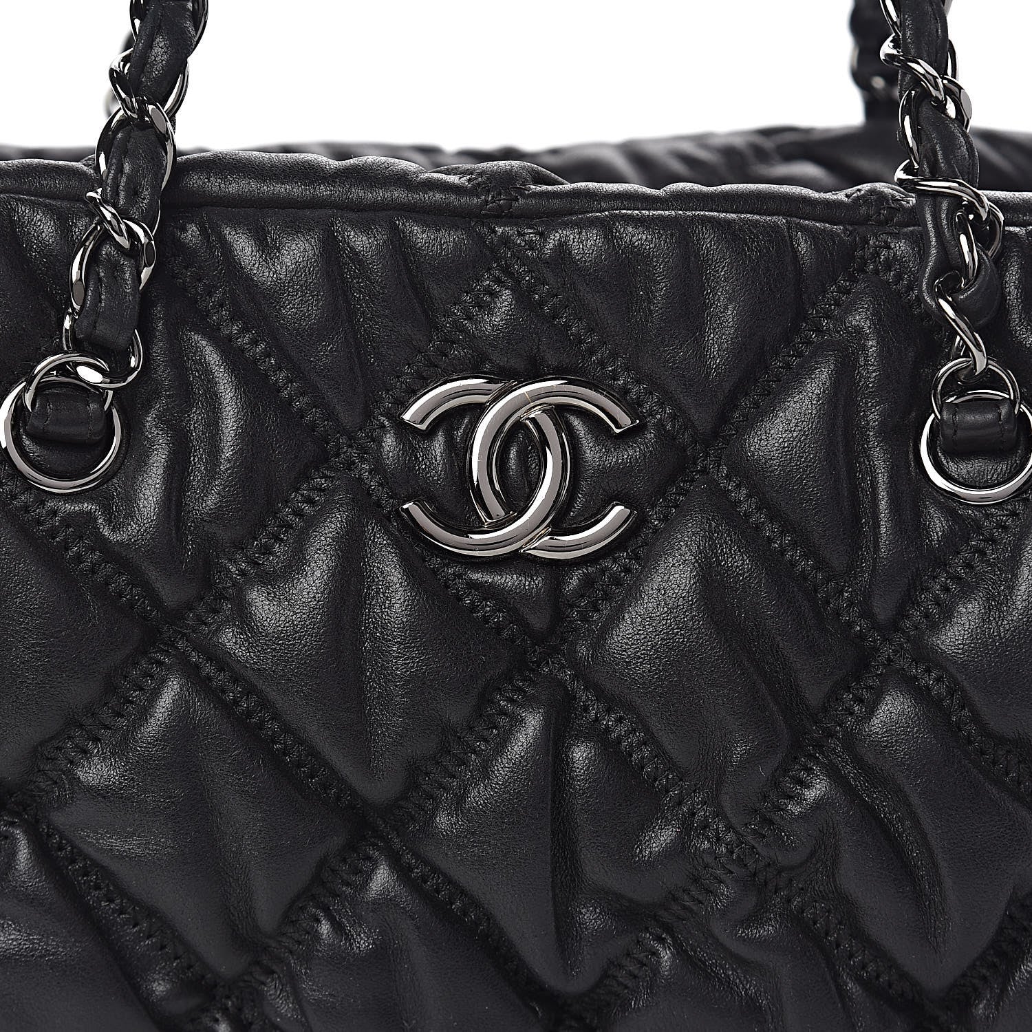 Chanel Calfskin Bubble Quilt Bowler Black 10 of 10