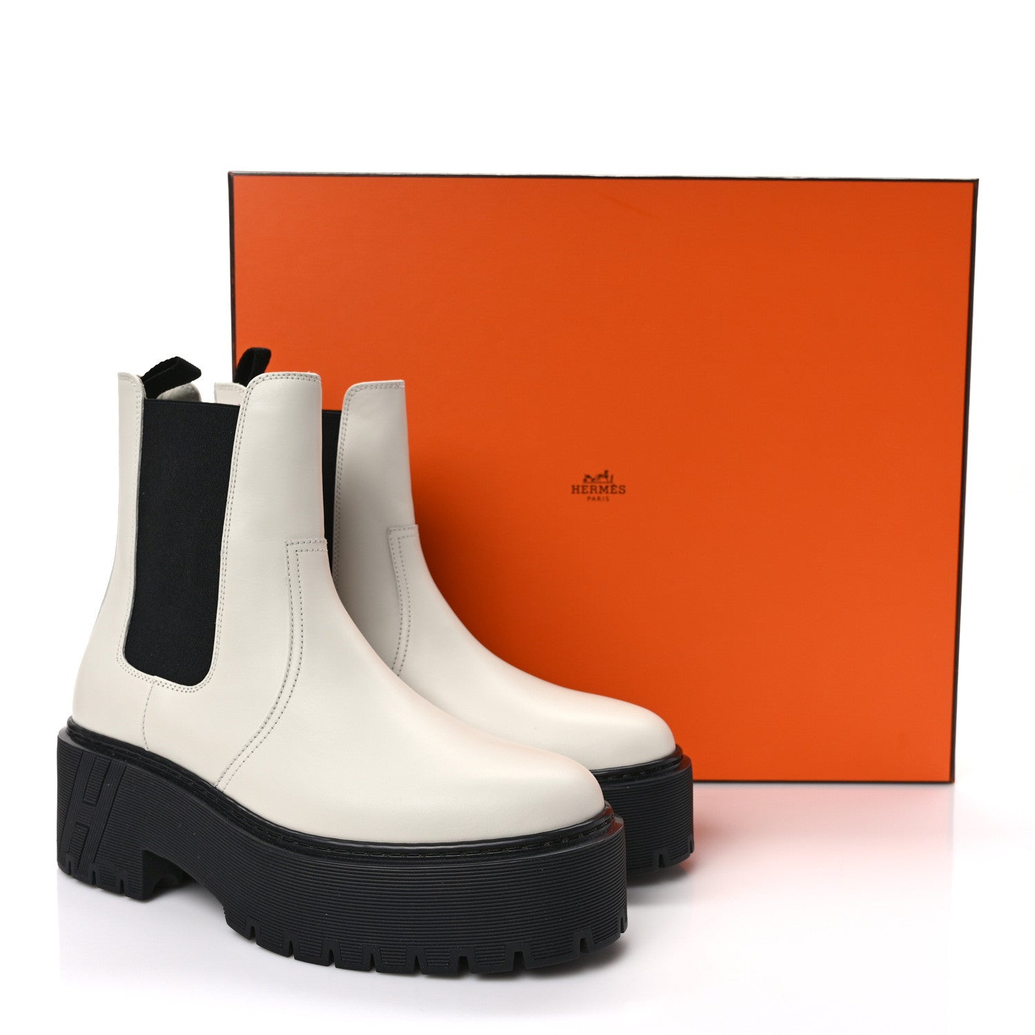 Hermes Calfskin Harrow Ankle Boots 37.5 Beige Glaise 8 of 8