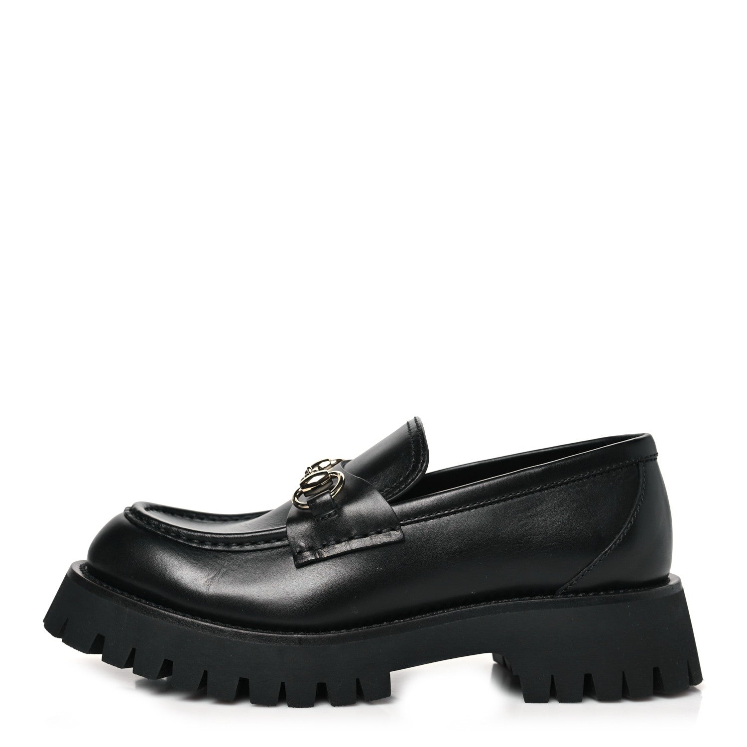 Gucci Betis Glamour Calfskin Womens Horsebit Loafers 37 Black 1 of 11