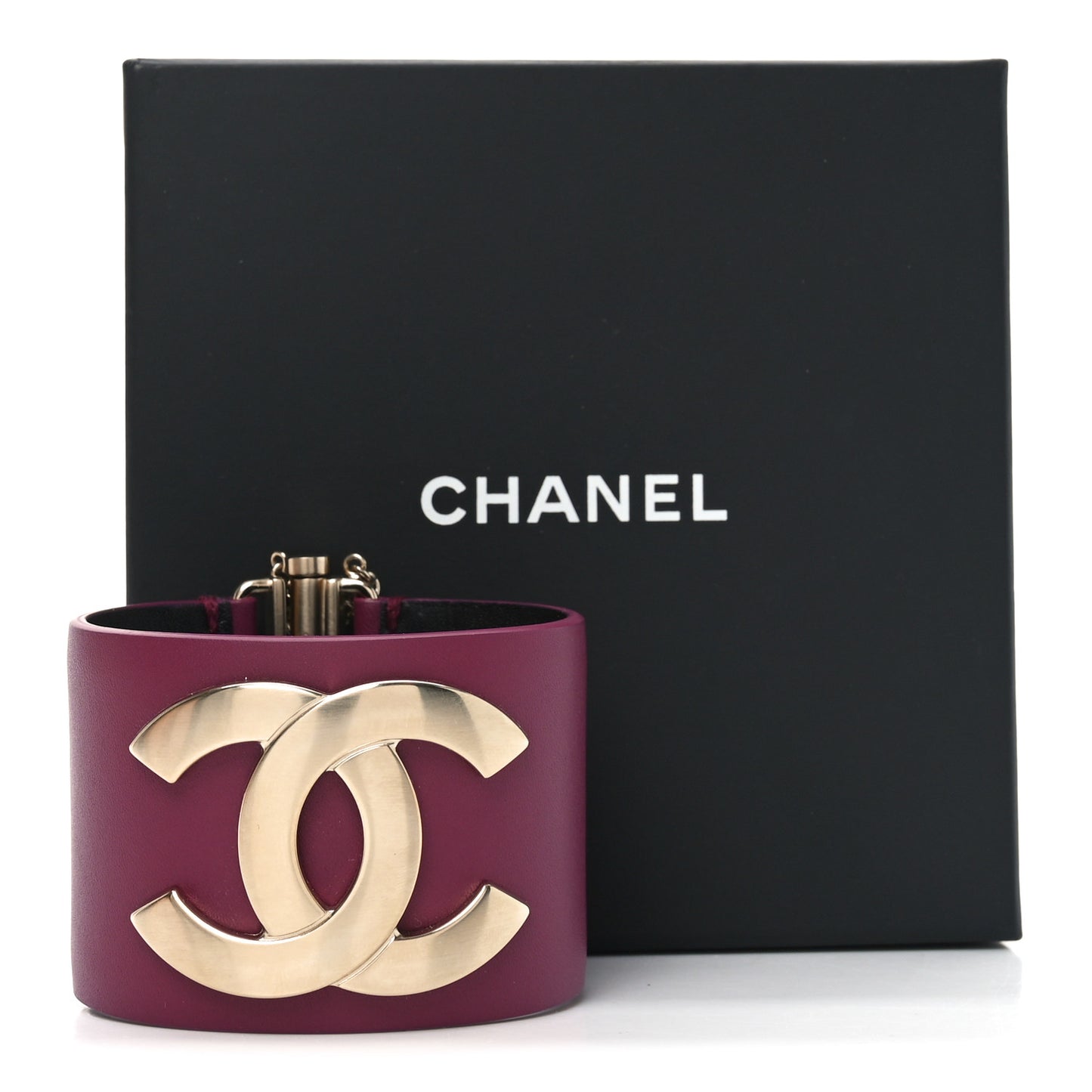 Calfskin CC Wide Cuff S Dark Pink