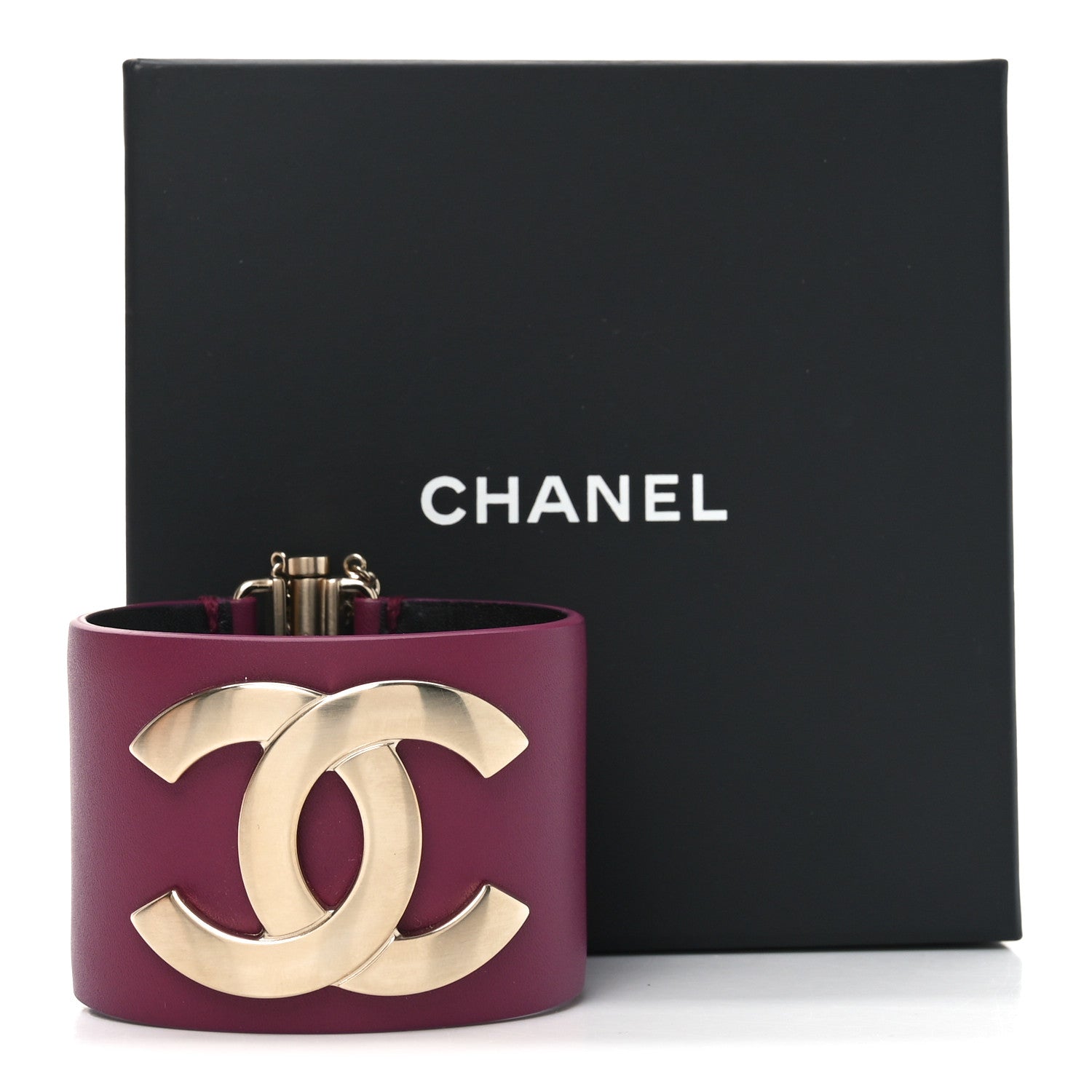 Chanel Calfskin CC Wide Cuff S Dark Pink 6 of 6