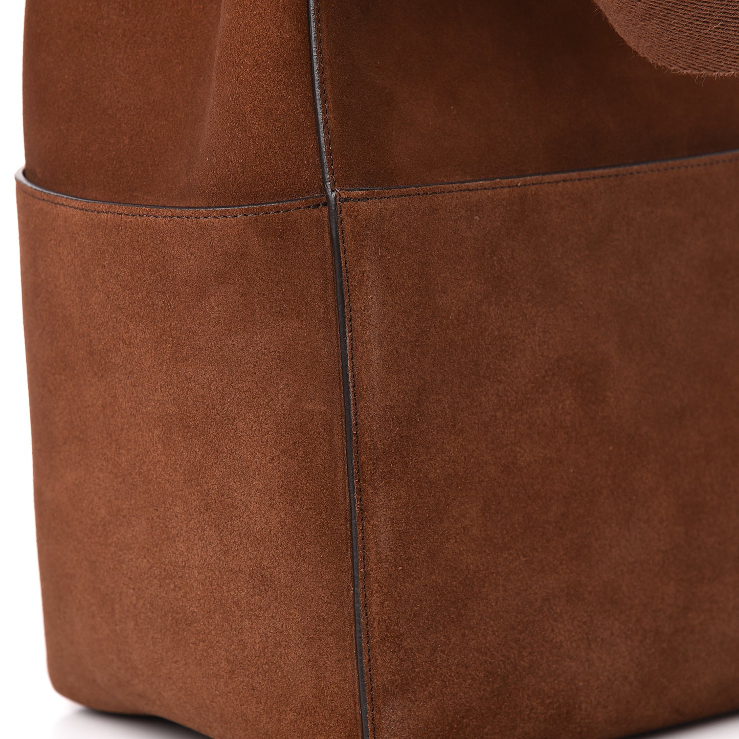 Suede Calfskin Sangle Bucket Bag Chestnut