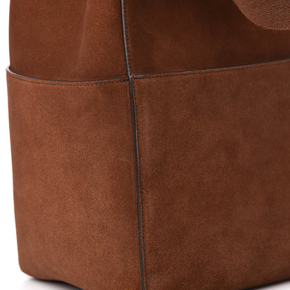 Celine Suede Calfskin Sangle Bucket Bag Chestnut 10 of 12