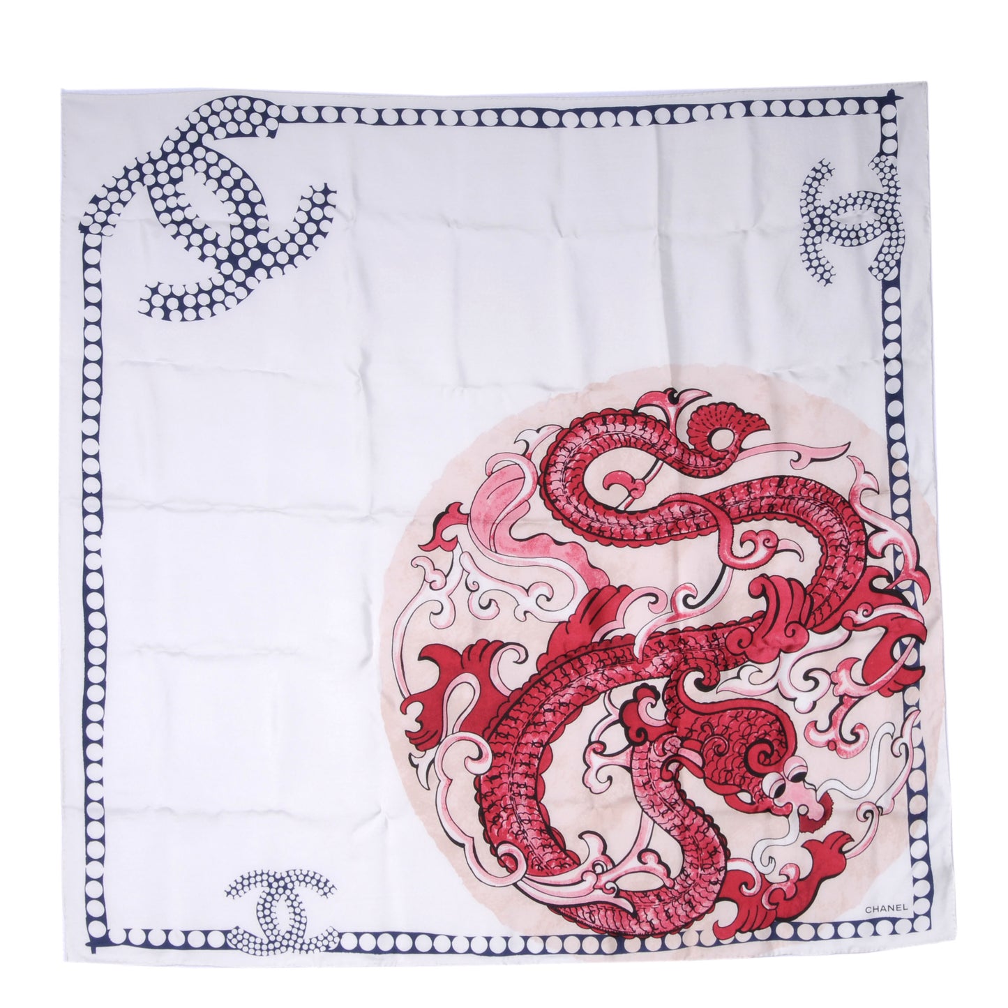 Silk Dragon CC Scarf White