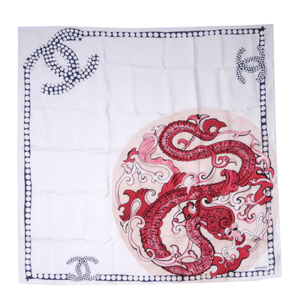Chanel Silk Dragon CC Scarf White 2 of 5