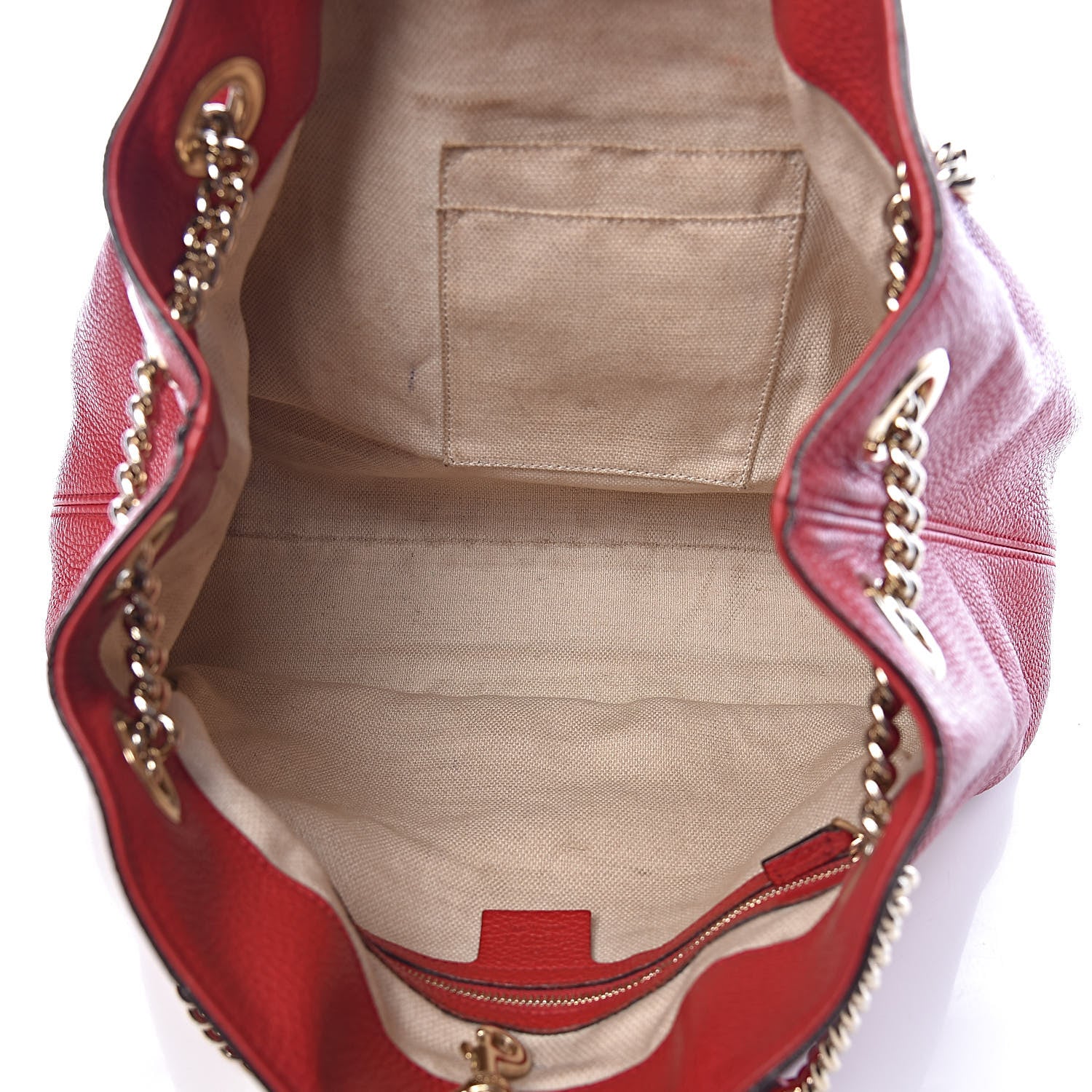 Gucci Pebbled Calfskin Medium Soho Chain Shoulder Bag Tabasco Red 5 of 12