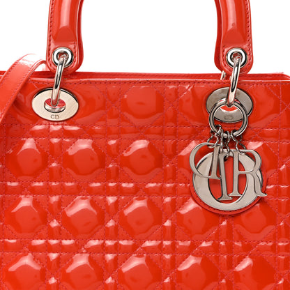 Christian Dior Patent Cannage Medium Lady Dior Orange 8 of 10