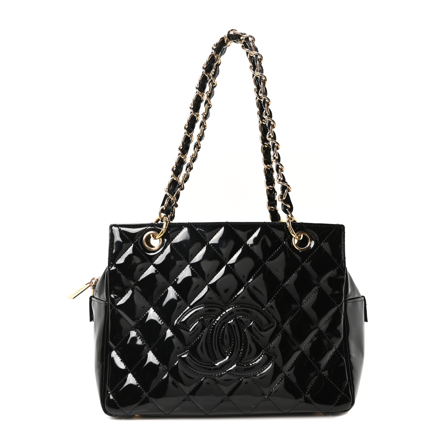 Patent Quilted Petit Timeless Tote PTT Black