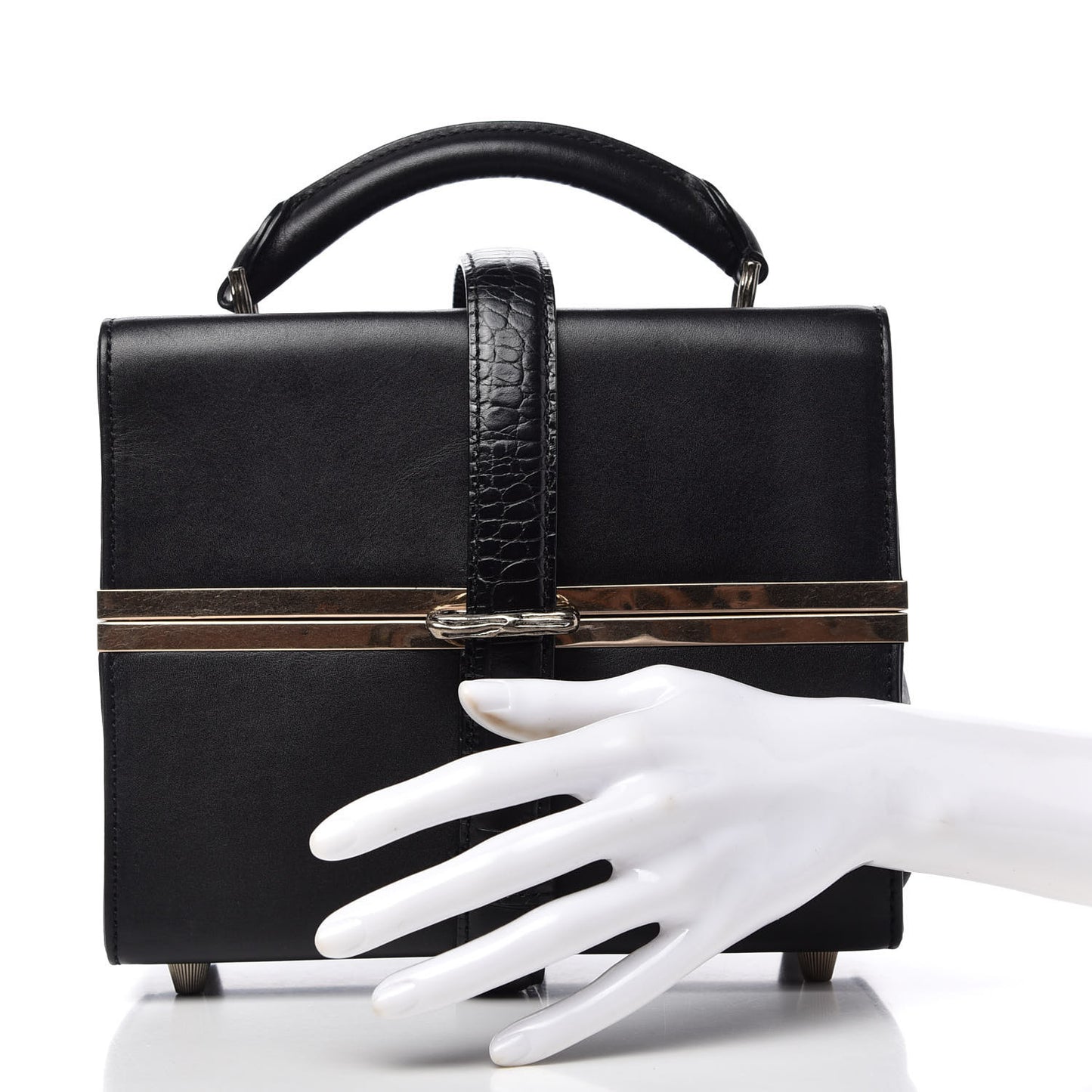 Calfskin Crocodile Embossed Tai Dopp Kit Bag Black