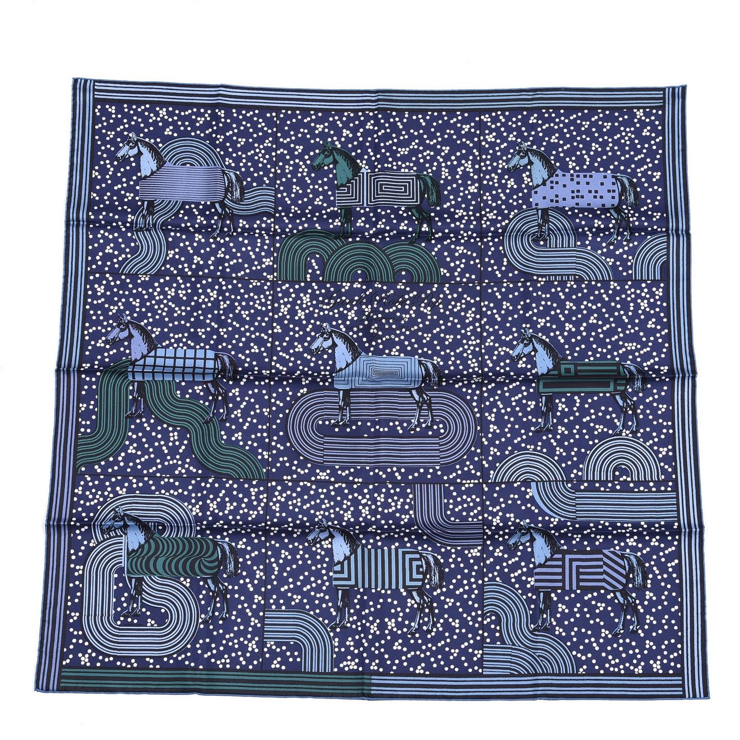 Silk Garde Robe Pop Scarf 90 Marine White Vert