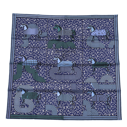 Hermes Silk Garde Robe Pop Scarf 90 Marine White Vert 1 of 3