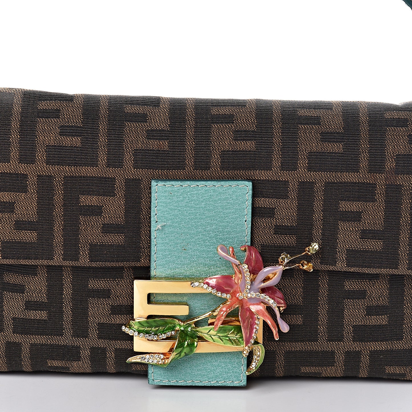 Zucca Crystal Flower Baguette Tobacco Turquoise