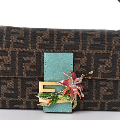 Fendi Zucca Crystal Flower Baguette Tobacco Turquoise 10 of 10