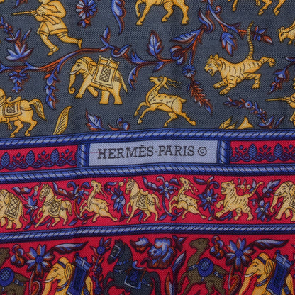 Hermes Cashmere Silk Chasse En Inde Scarf Purple 140 5 of 5