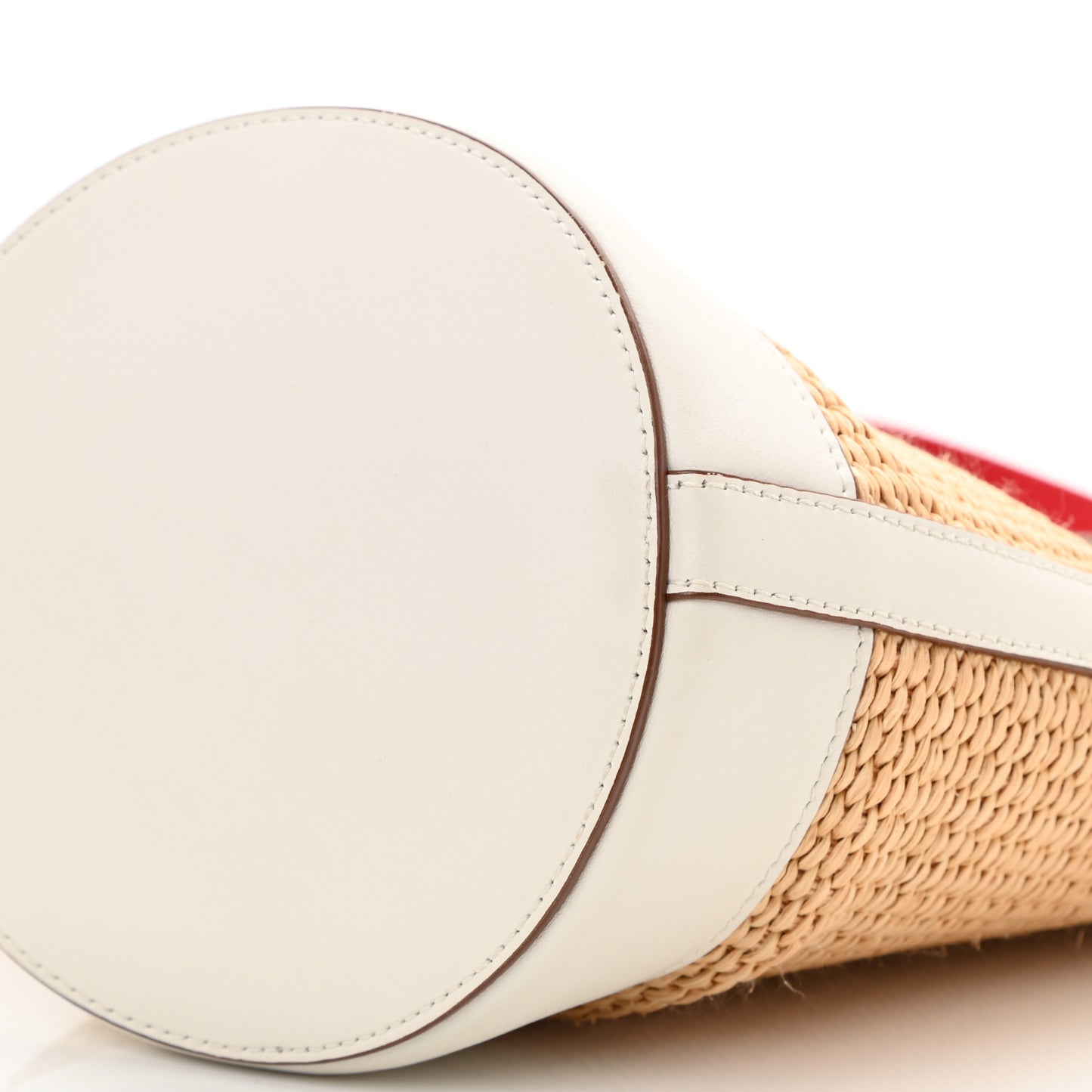 Paglia City Calfskin Bucket Bag Naturale White