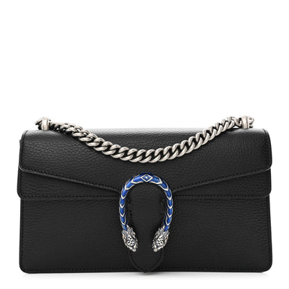 Gucci Dollar Calfskin Enamel Small Dionysus Shoulder Bag Black Electric Blue 1 of 11