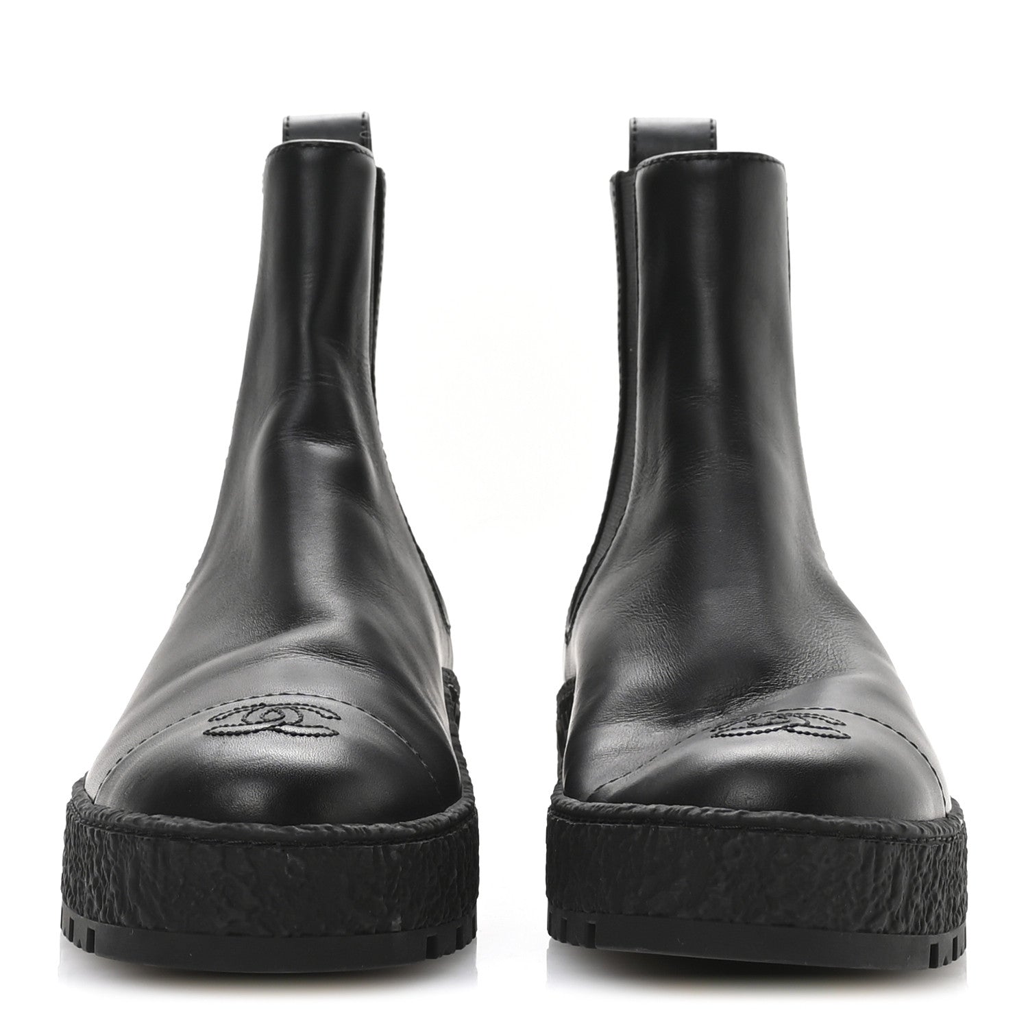 Chanel Calfskin Cap Toe CC Ankle Boots 40 Black 3 of 8