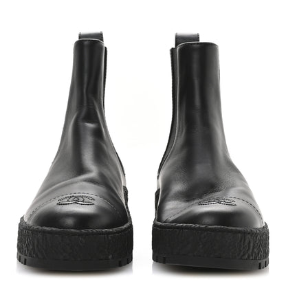 Chanel Calfskin Cap Toe CC Ankle Boots 40 Black 3 of 8