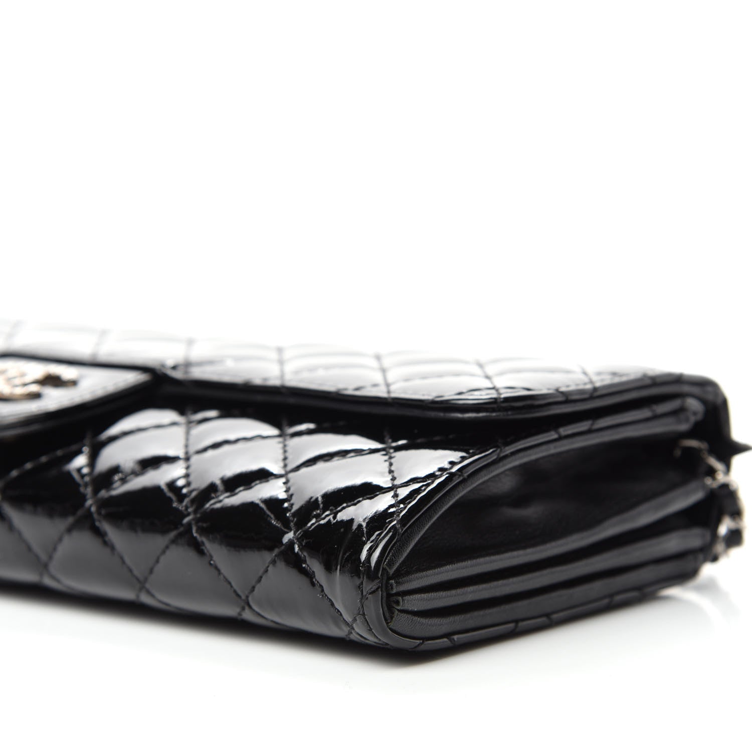 Chanel Patent Calfskin Quilted Brilliant East West Flap Clutch Black 7 of 11