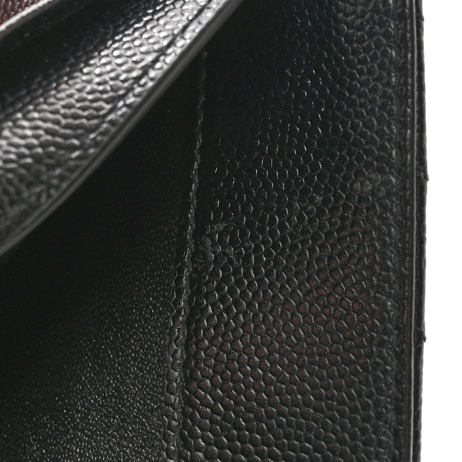 Saint Laurent SAINT LAURENT Grain De Poudre Matelasse Chevron Monogram Compact Zip Around Wallet Black 8 of 8