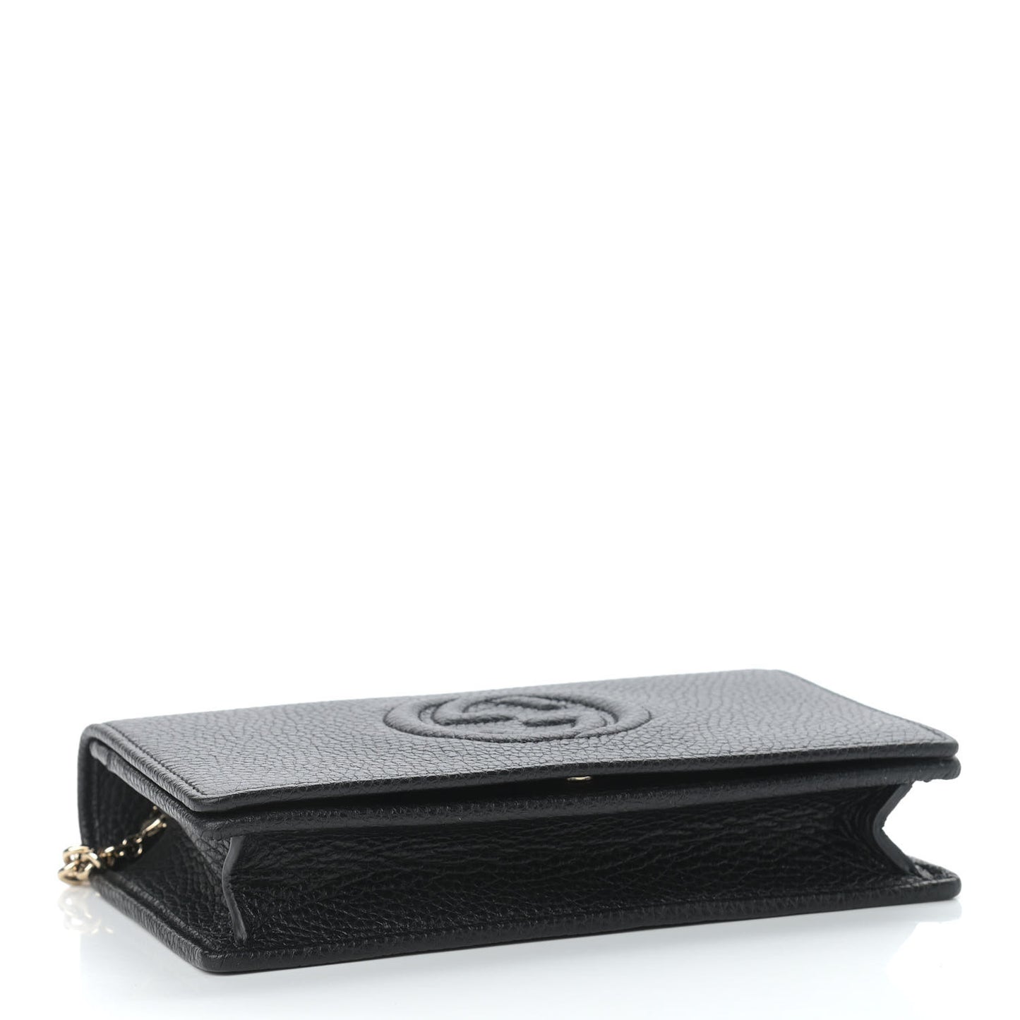 Pebbled Calfskin Soho Wallet on Chain Black