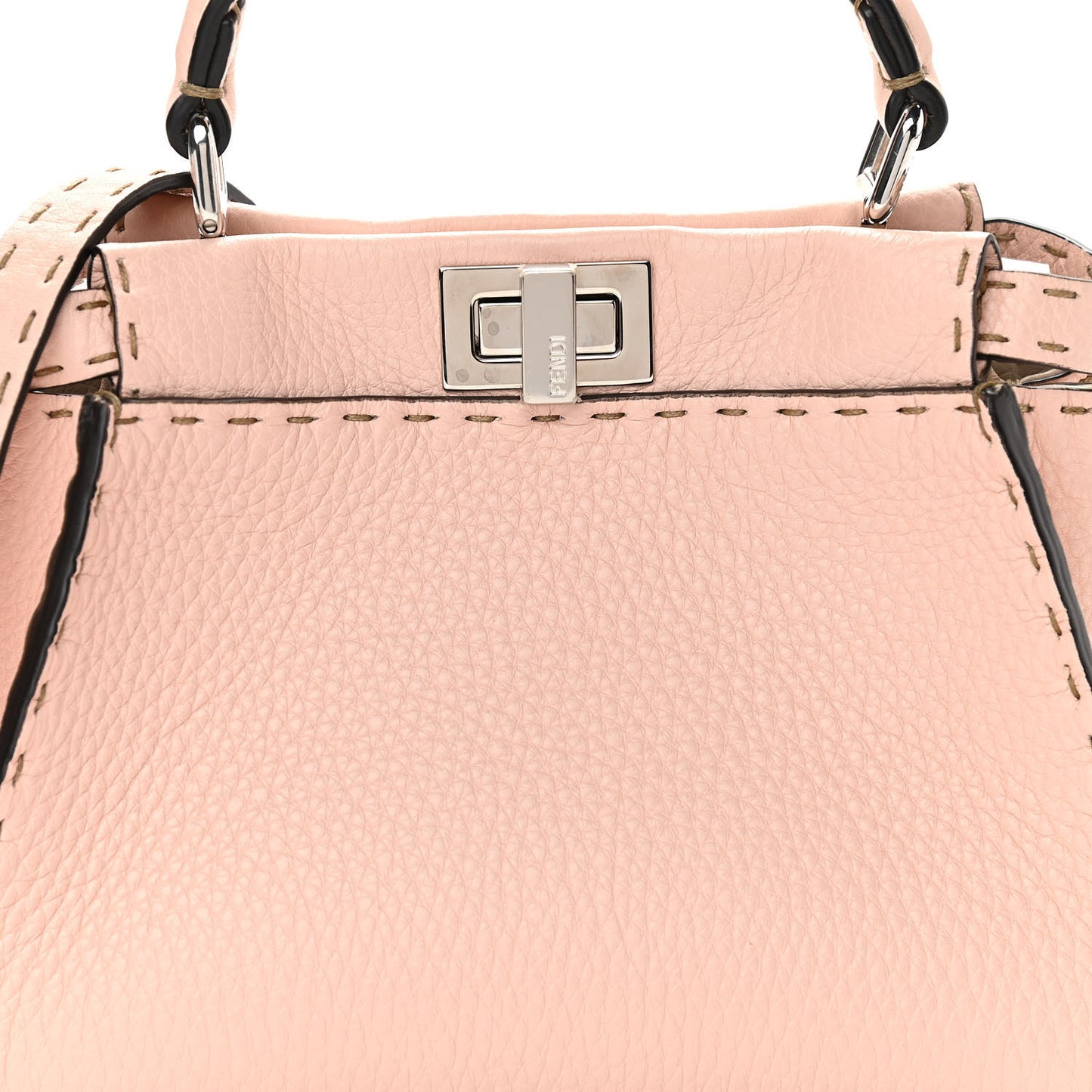 Cuoio Romano Selleria Bi-Color Mini Peekaboo Iconic Satchel Cipria Latte