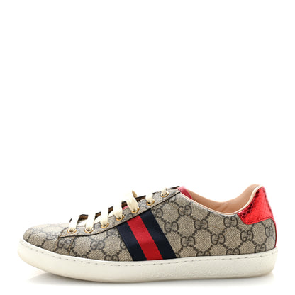 Gucci GG Supreme Monogram Ayers Web Womens Ace Sneakers 40 Beige 1 of 9