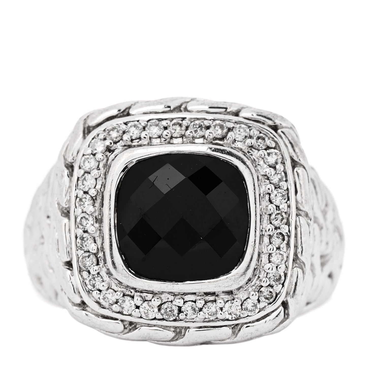 Sterling Silver Black Garnet Diamond Classic Chain Ring 52 6