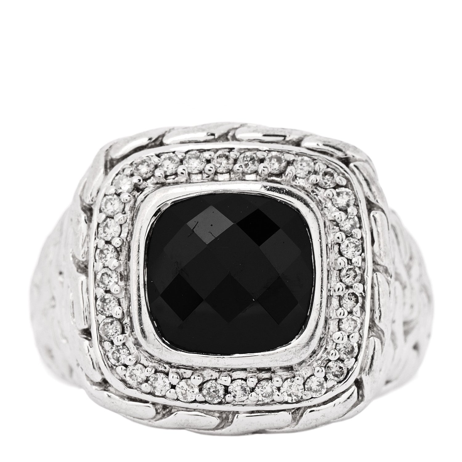 John Hardy Sterling Silver Black Garnet Diamond Classic Chain Ring 52 6 1 of 6