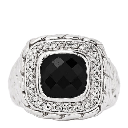 John Hardy Sterling Silver Black Garnet Diamond Classic Chain Ring 52 6 1 of 6