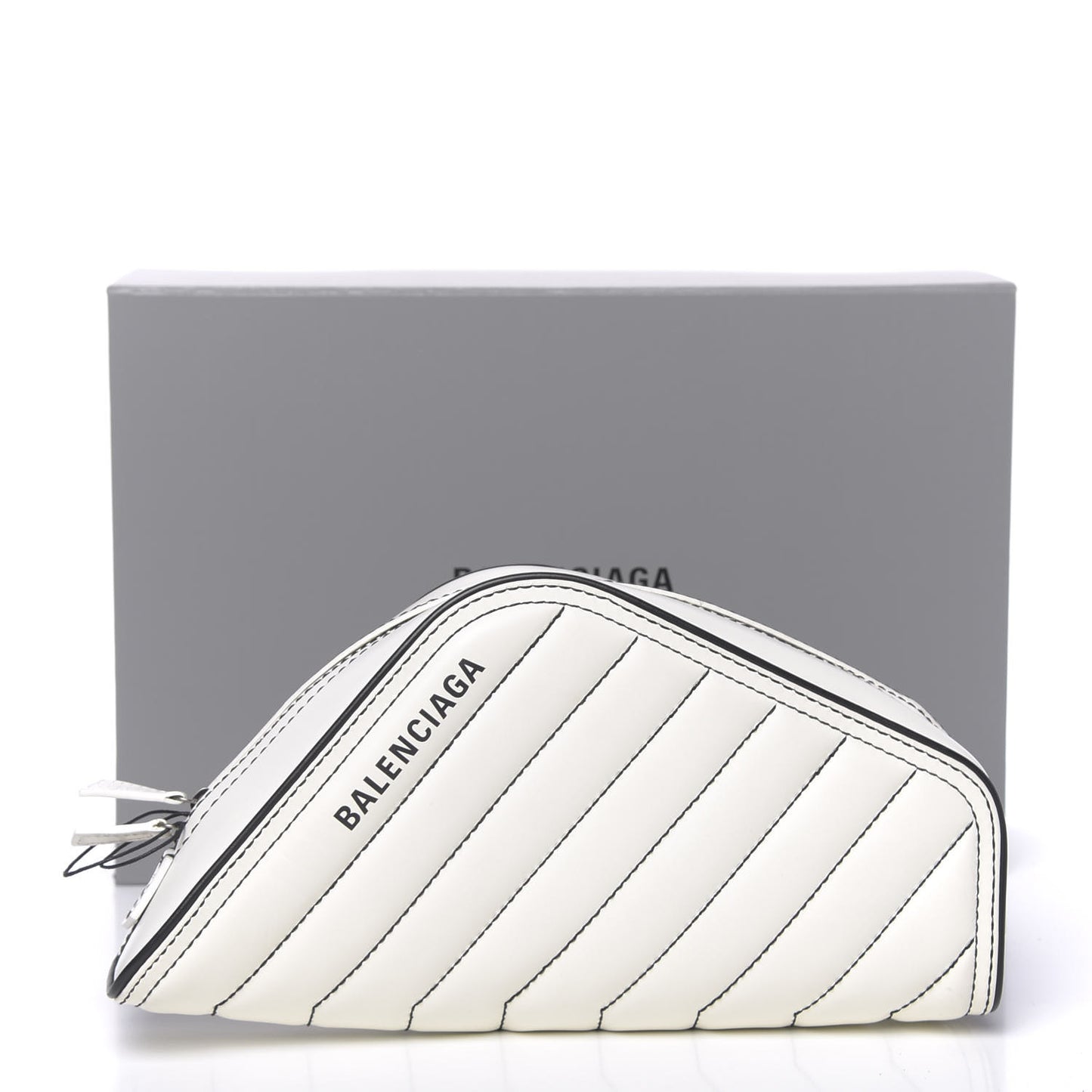Calfskin Quilted Car Clutch S White