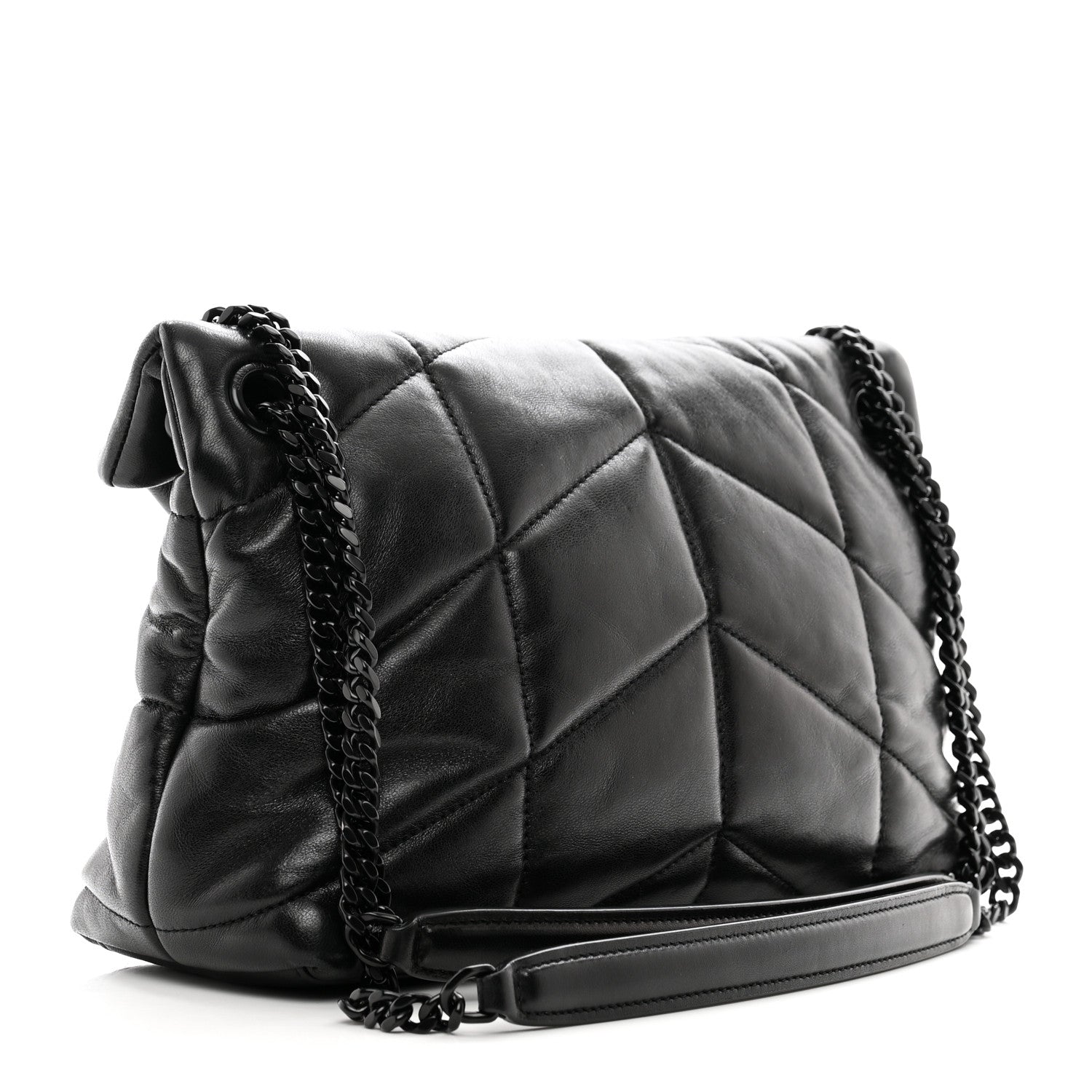 Saint Laurent Lambskin Quilted Monogram Monochrome Small Loulou Puffer Chain Satchel Black 3 of 10