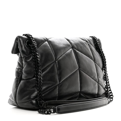 Saint Laurent Lambskin Quilted Monogram Monochrome Small Loulou Puffer Chain Satchel Black 3 of 10