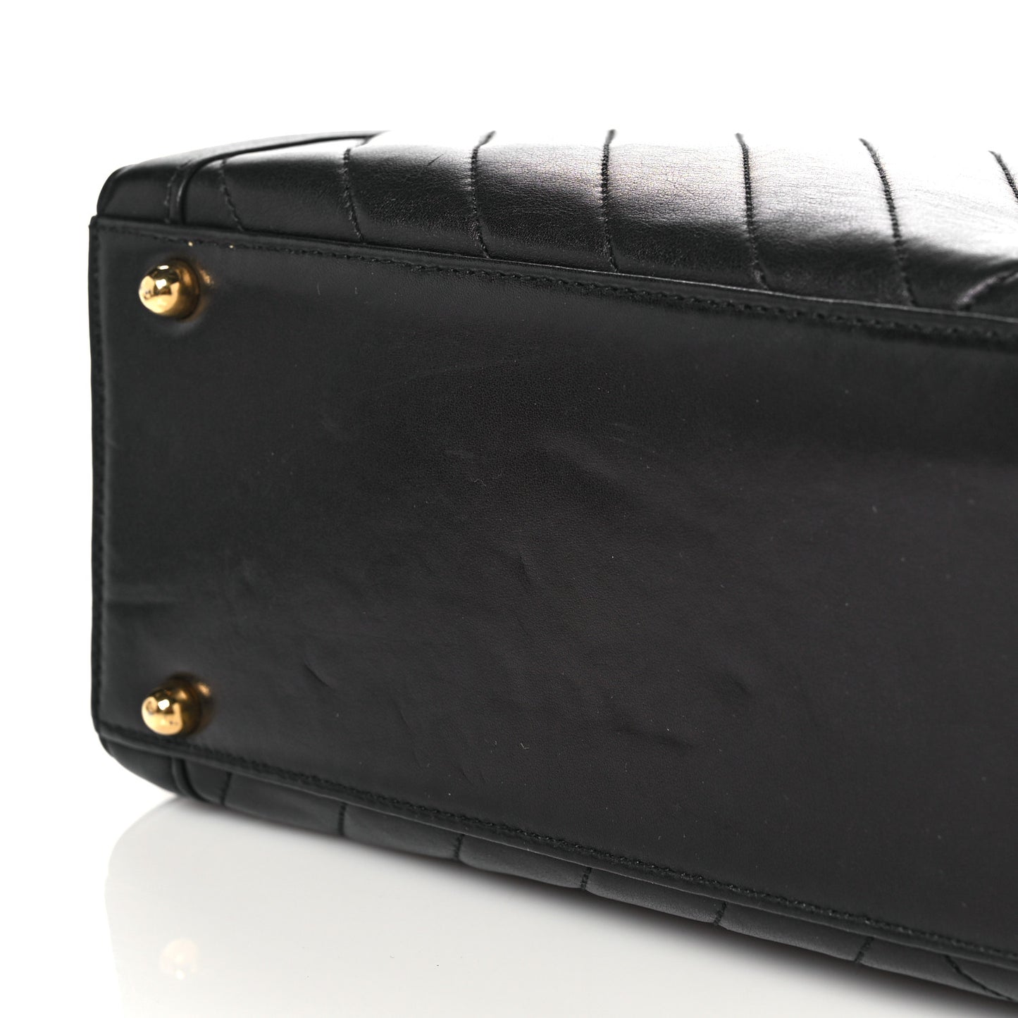 Lambskin Chevron Quilted Top Handle Bag Black