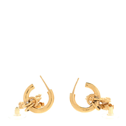 Chanel Metal Crystal Wheat CC Hoop Drop Earrings Gold 3 of 5