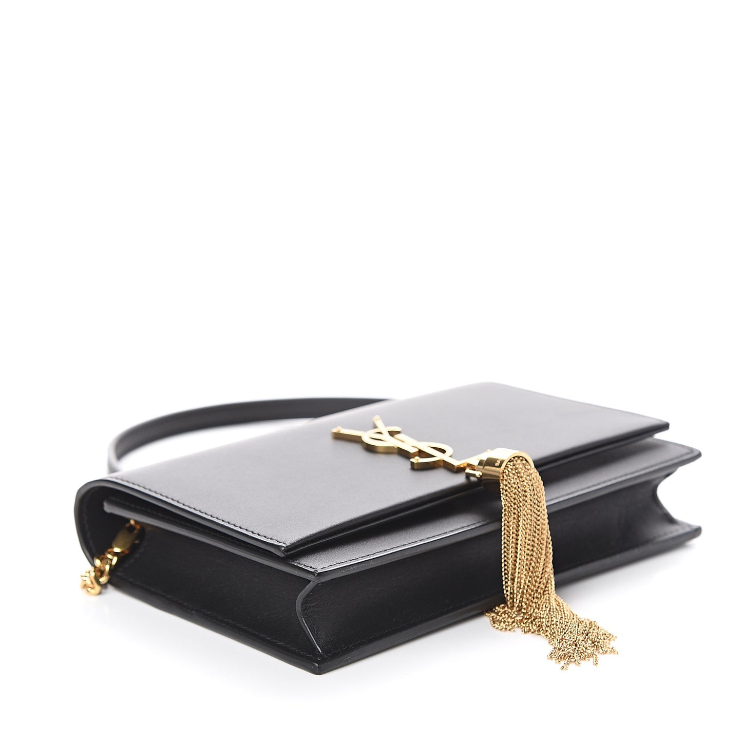 Smooth Calfskin Classic Monogram Kate Tassel Chain Wallet Black