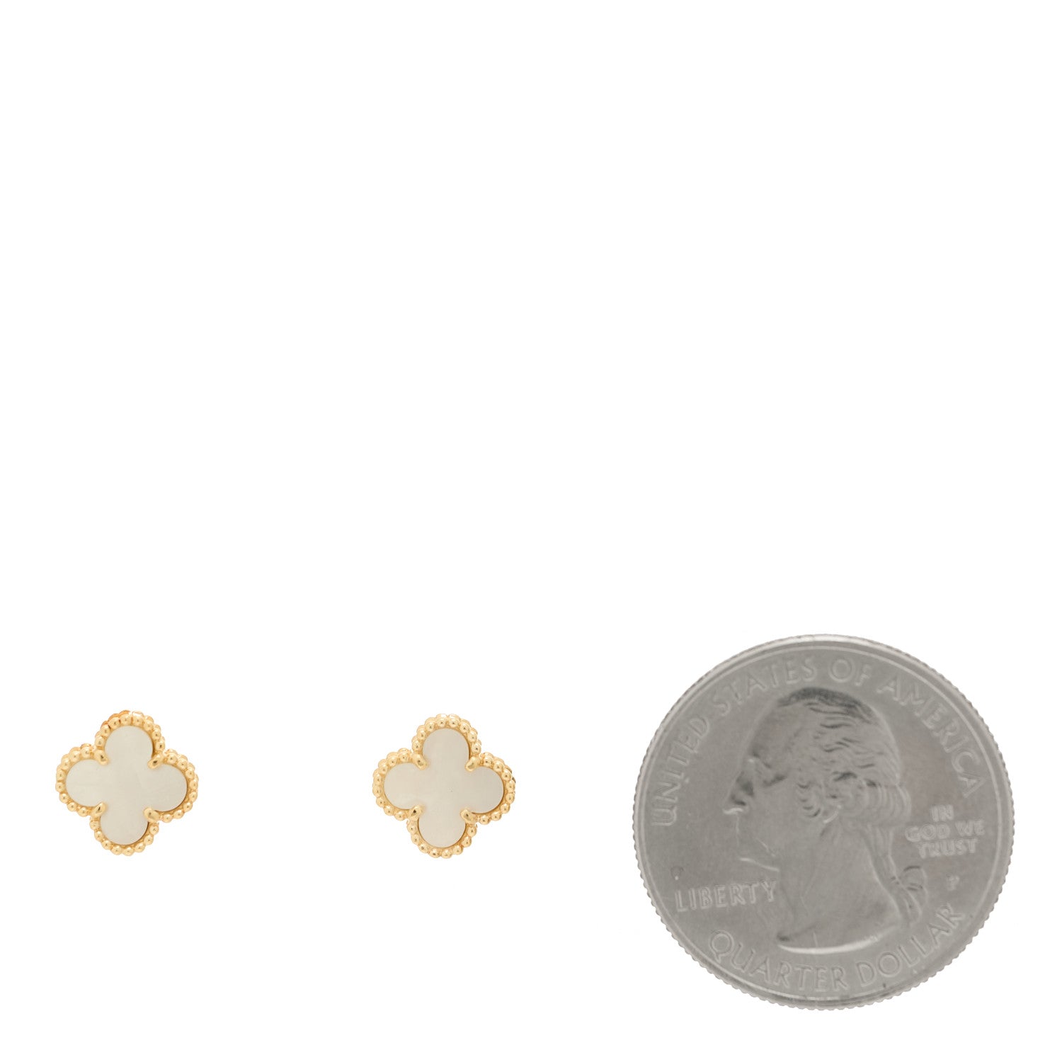 Van Cleef & Arpels 18K Yellow Gold Mother of Pearl Sweet Alhambra Earrings 2 of 4