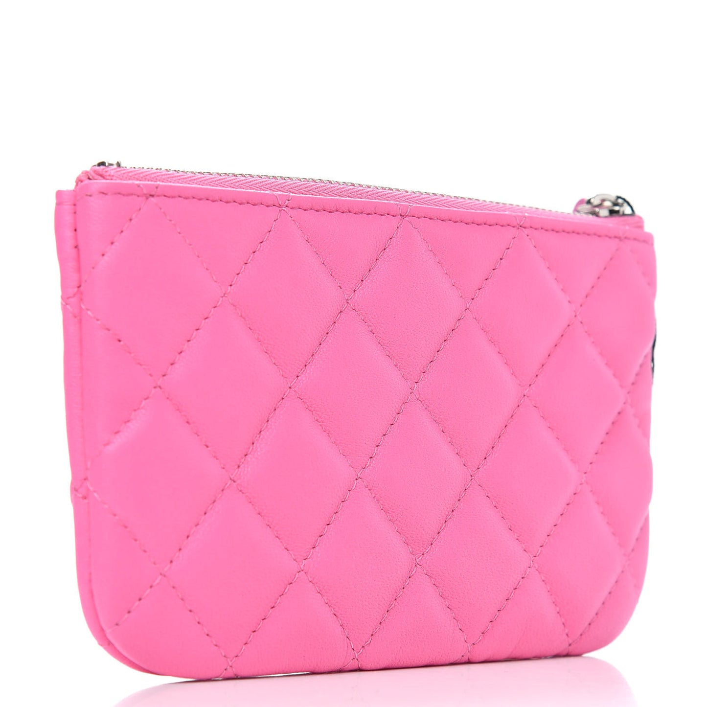 Lambskin Quilted Small Cosmetic Case Pink