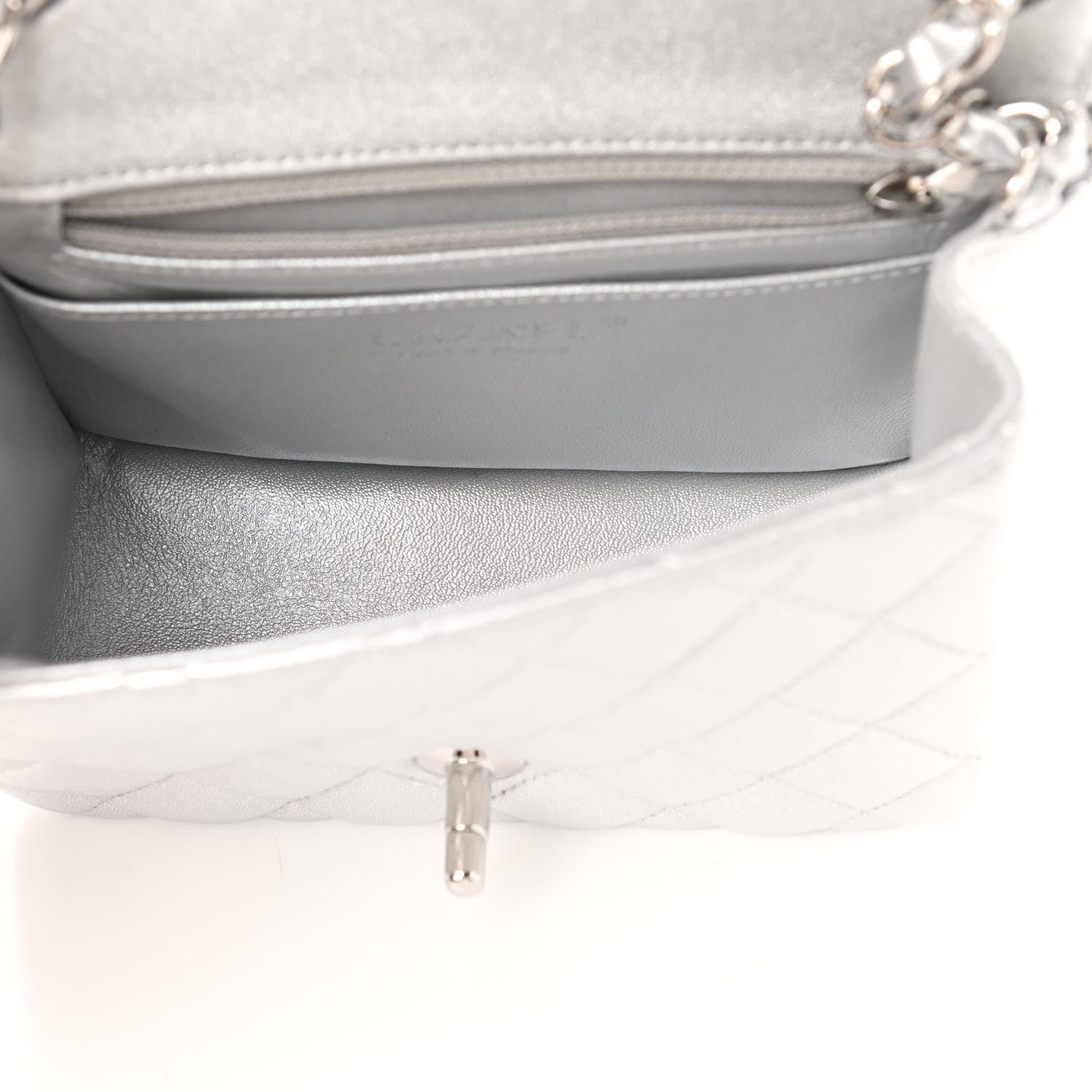 Chanel Metallic Lambskin Quilted Mini Square Flap Silver 5 of 10