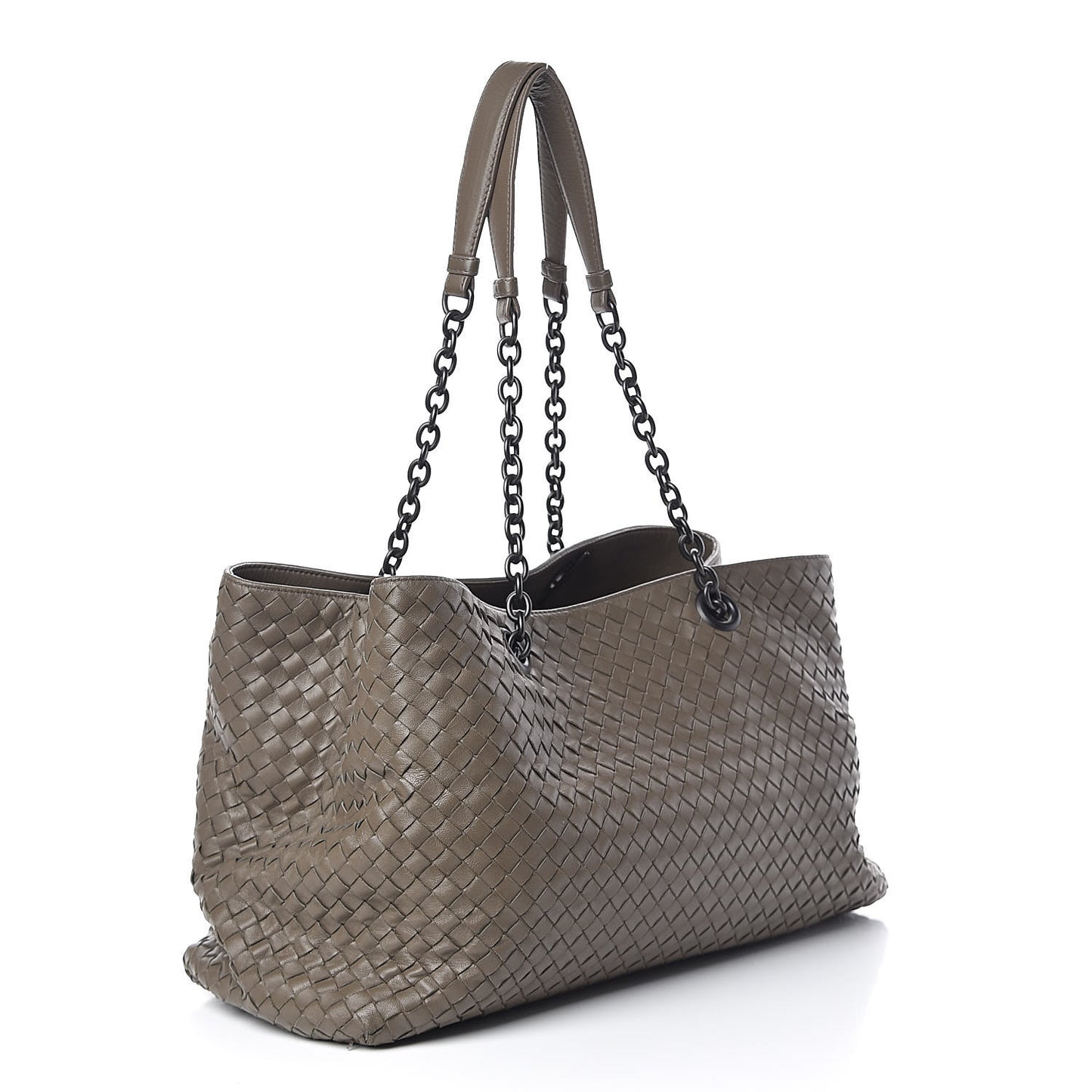 Nappa Intrecciato Large Classic Chain Strap Tote Shadow