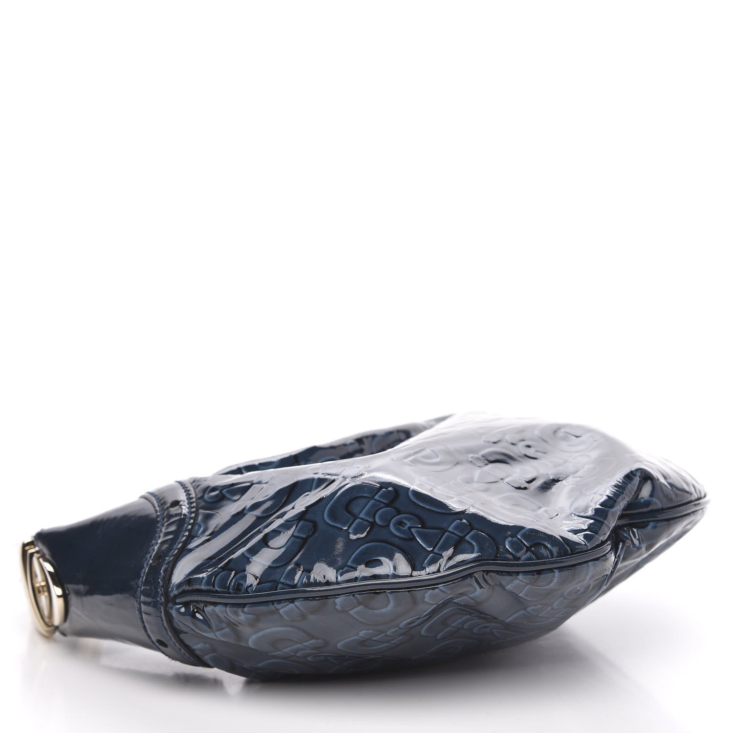 Gucci Patent Calfskin Horsebit Embossed Glam Hobo Blue 4 of 11