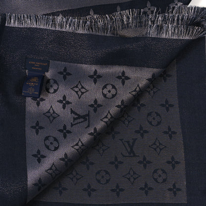 Louis Vuitton Silk Lurex Wool Monogram Shine Shawl Black 3 of 3