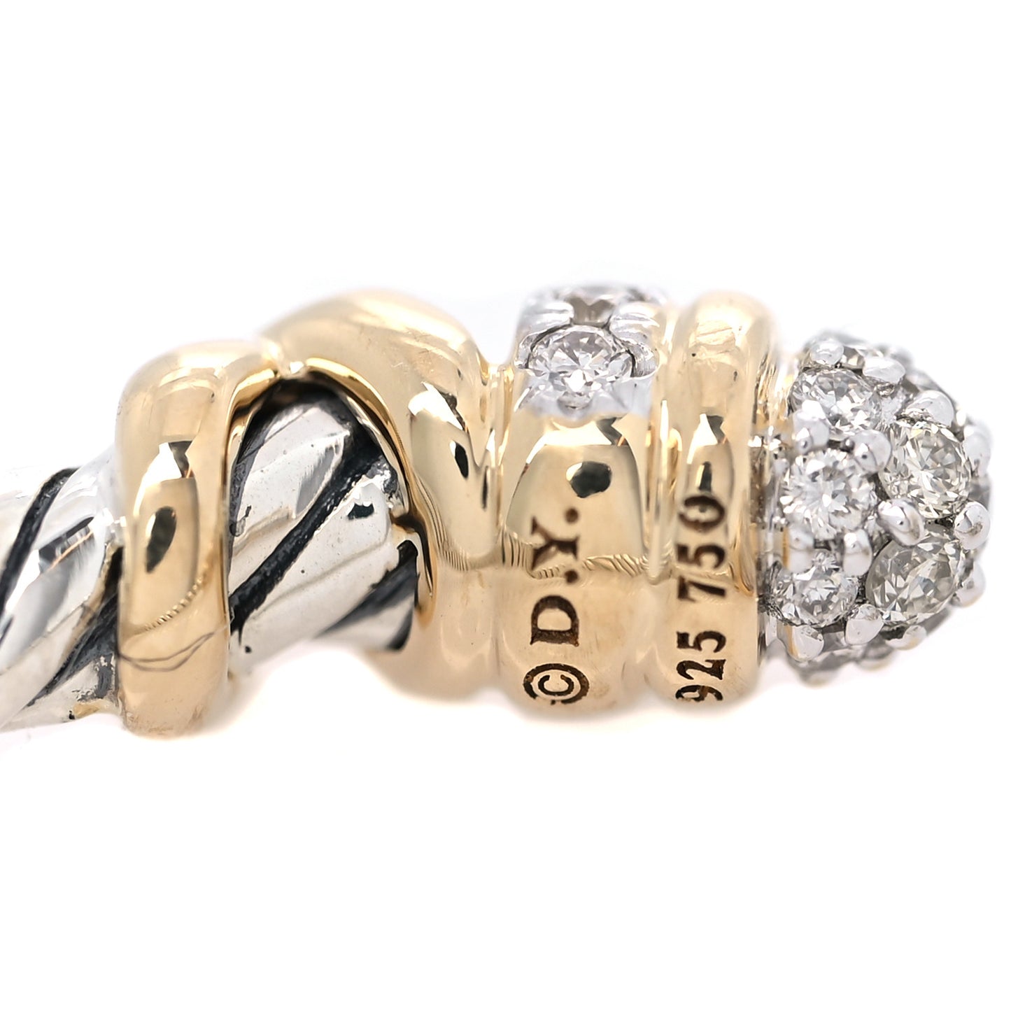 Sterling Silver 18K Yellow Gold Diamond Petite Helena Open Ring 57 8