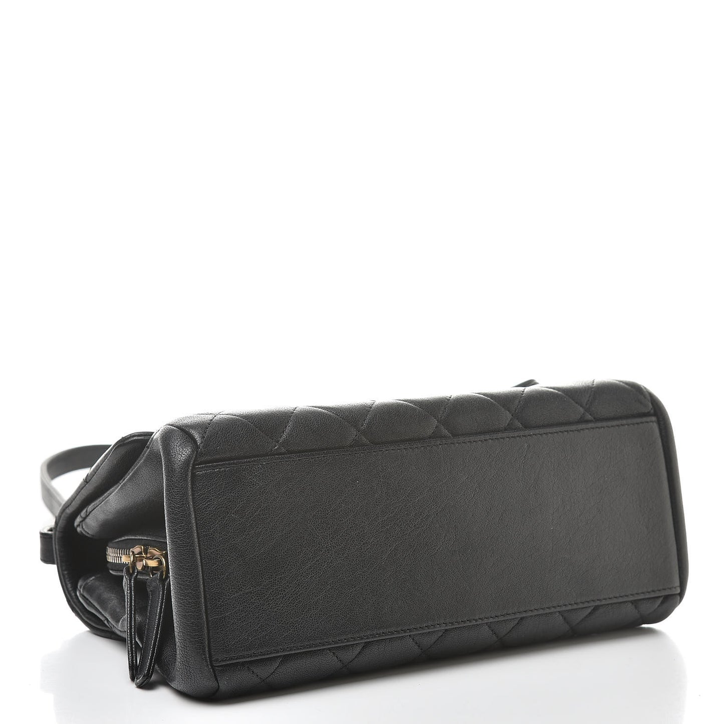 Shiny Sheepskin Quilted Small Trapezio Flap Black