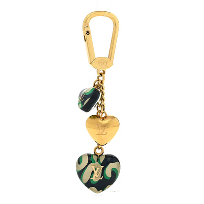 Louis Vuitton Leopard Heart Bag Charm Key Holder Blue Infini 1 of 4