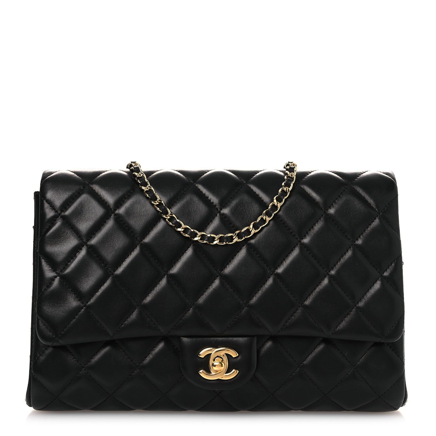 Chanel Lambskin Quilted Clutch with Chain Flap Black 1 of 11