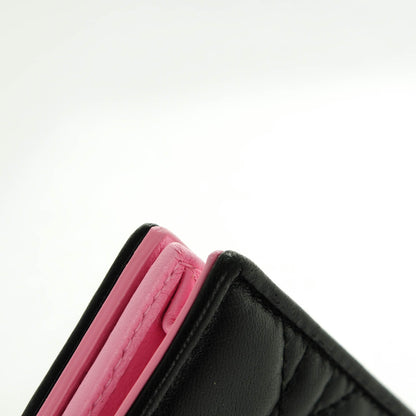 Christian Dior Lambskin Cannage Bi-Color Small Lady Dior Flap Card Holder Black Pink 7 of 8