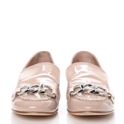 Chanel Patent Chain Moccasin Loafers 39.5 Beige 2 of 16