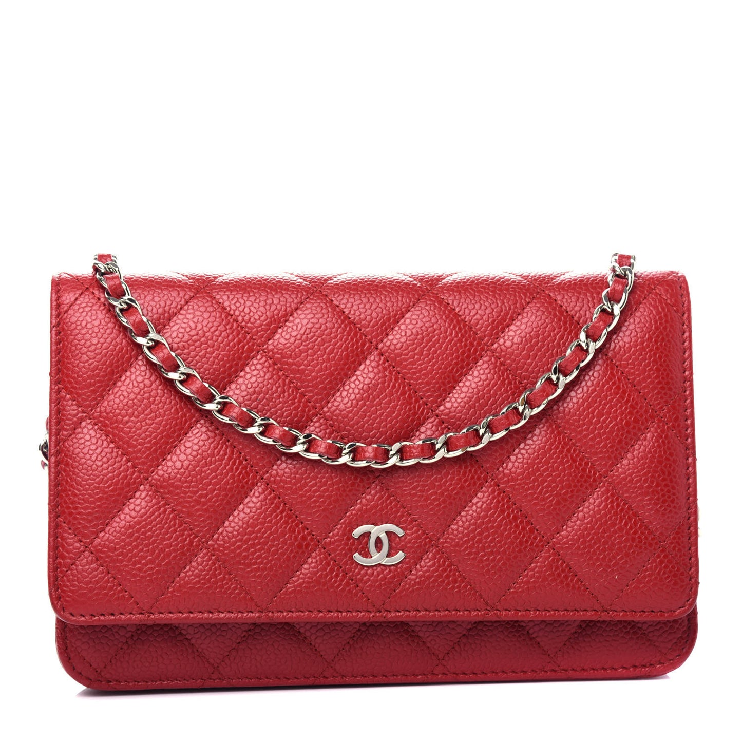 Caviar Quilted Wallet On Chain WOC Red