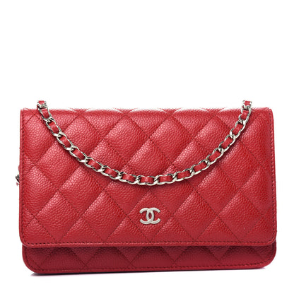 Chanel Caviar Quilted Wallet On Chain WOC Red 1 of 12